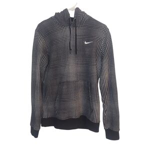 Nike Geometric Black & White Heavyweight Hoodie Size M Y2K